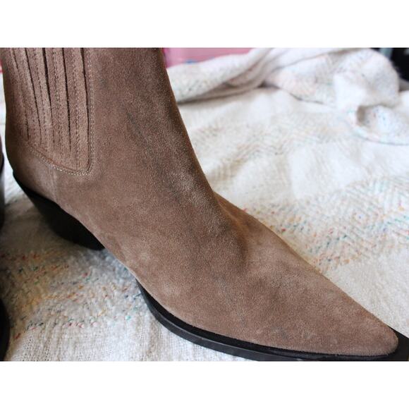 Anine Bing Brown Roy Suede Western Chelsea Boots Size 40 - Picture 4 of 7